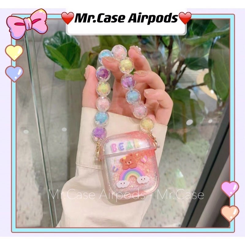 Case Airpods 1/2 Pro Vỏ Ốp Đựng Tai Nghe Bear Cầu vòng - Mr.Case