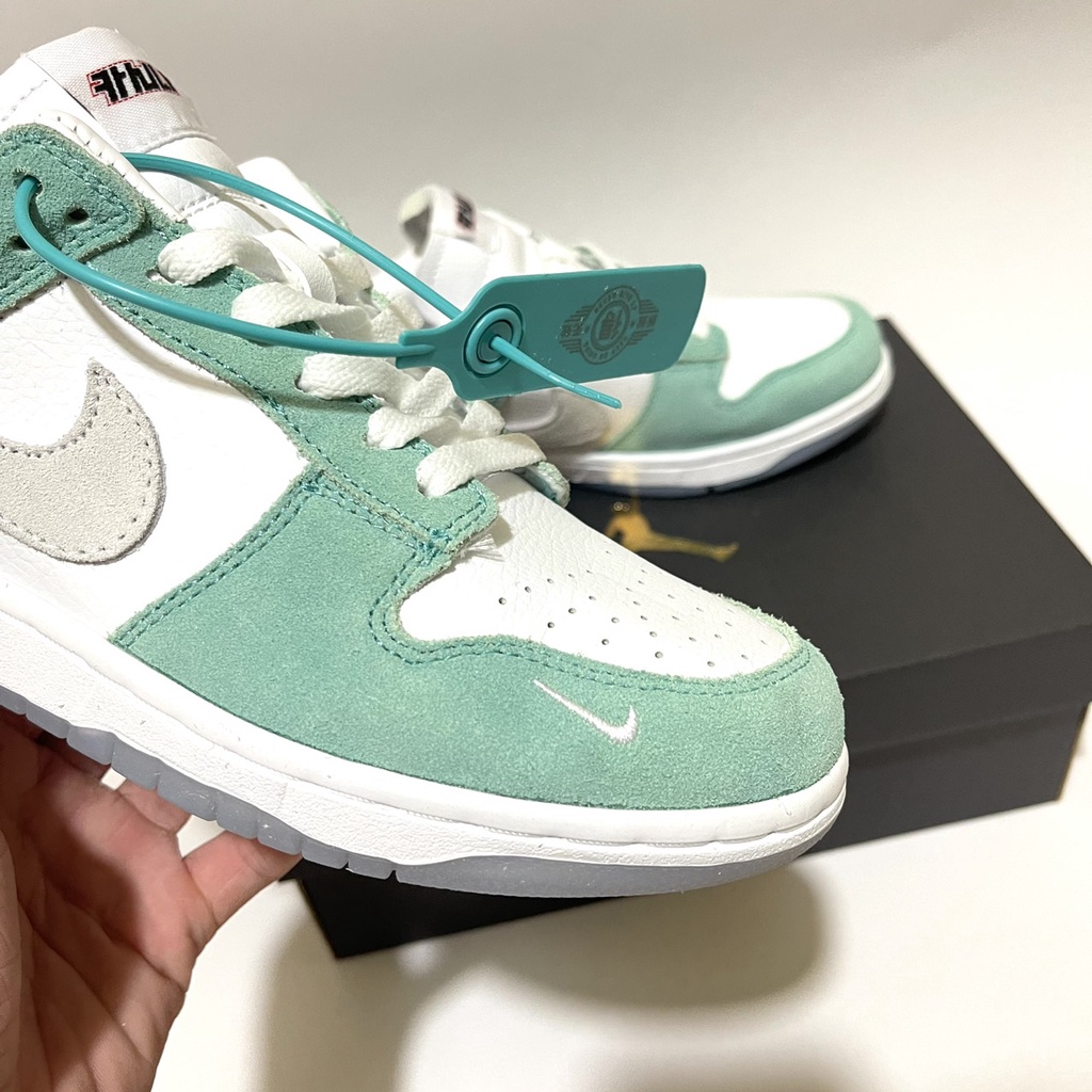 Giày Jordan SB dunk xanh mint thấp cổ, giày JD SB xanh lá nỉ trắng cao cấp
