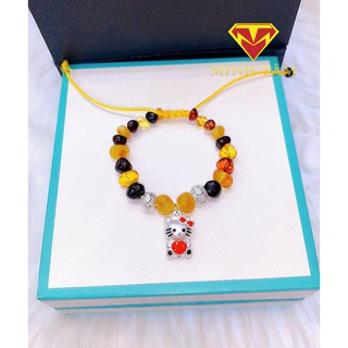 Vòng tay hổ #phách charm con giáp bạc cho bé Minh Tâm Jewelry