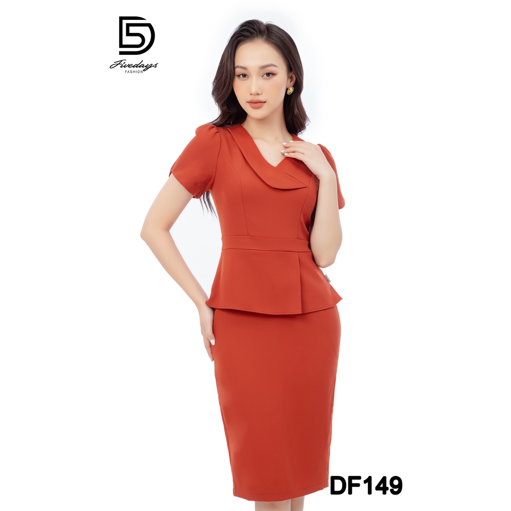 Fivedays - Đầm Peplum cổ ve lệch