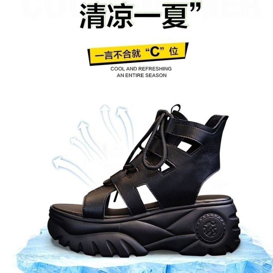 Giày Sandal Da Mềm Đế Xuồng Dày Dặn Chống Trượt Thoải Mái Thời Trang Xuân Hè
