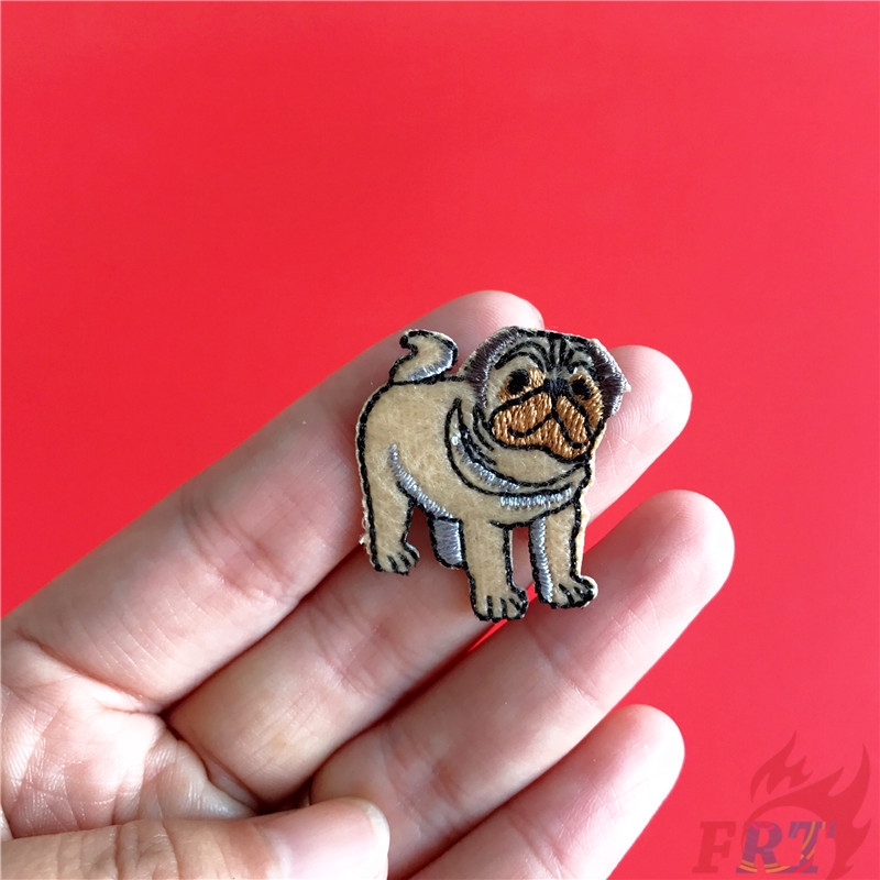 ☸ Pets &amp; Animals：Pomeranian &amp; Pug Are Best Friends！ Iron-on Patch ☸ 1Pc/2Pcs Diy Sew on Iron on Badges Patches