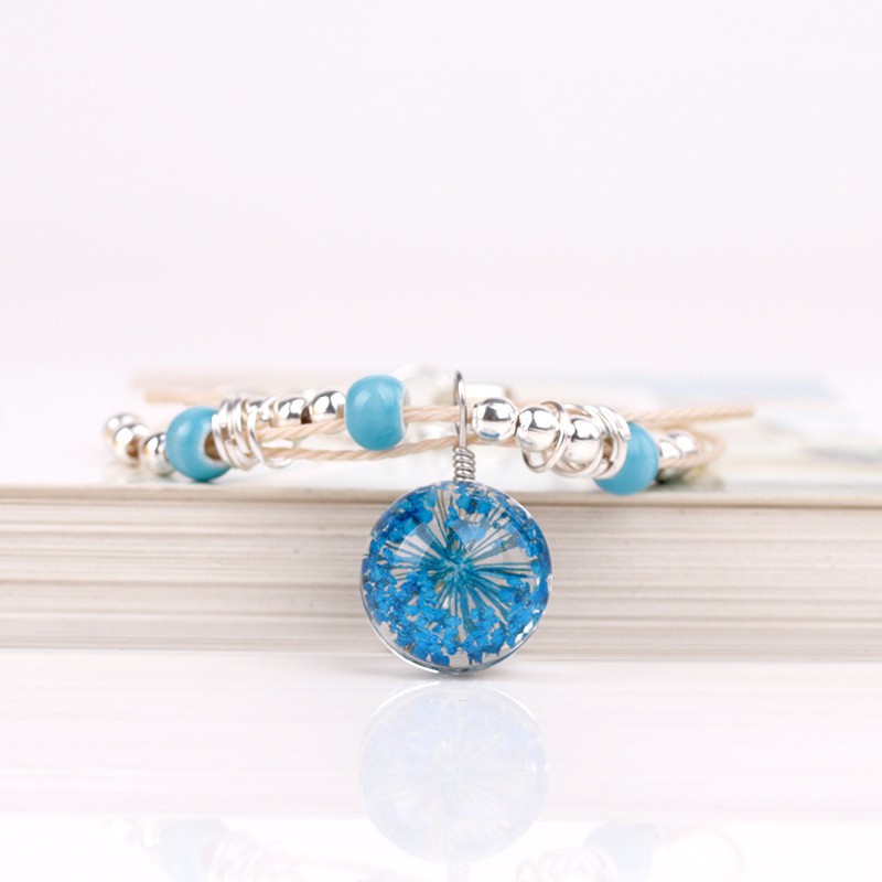 [Mã FAMAYFA giảm 10K đơn 50K] Lắc tay nữ vòng tay đính hạt S129 tinh cầu hoa khô trong suốt phong cách Hàn Quốc 6 mẫu | BigBuy360 - bigbuy360.vn