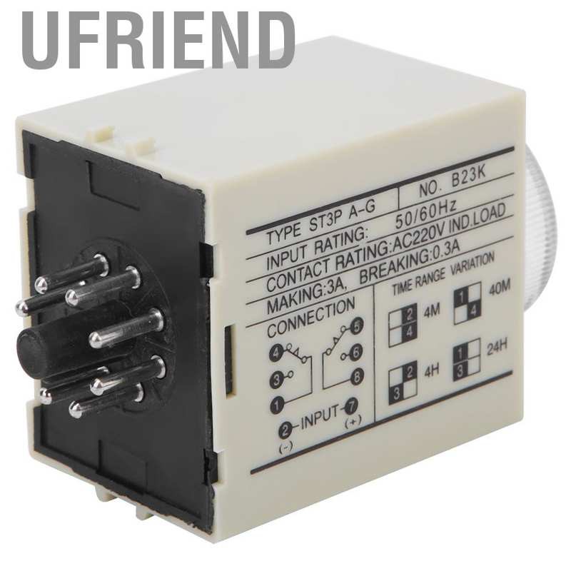 Ufriend 1pc 220V Power On Delay Timer Time Relay W/ Adjustable Knob 4min 40min 4h 24h