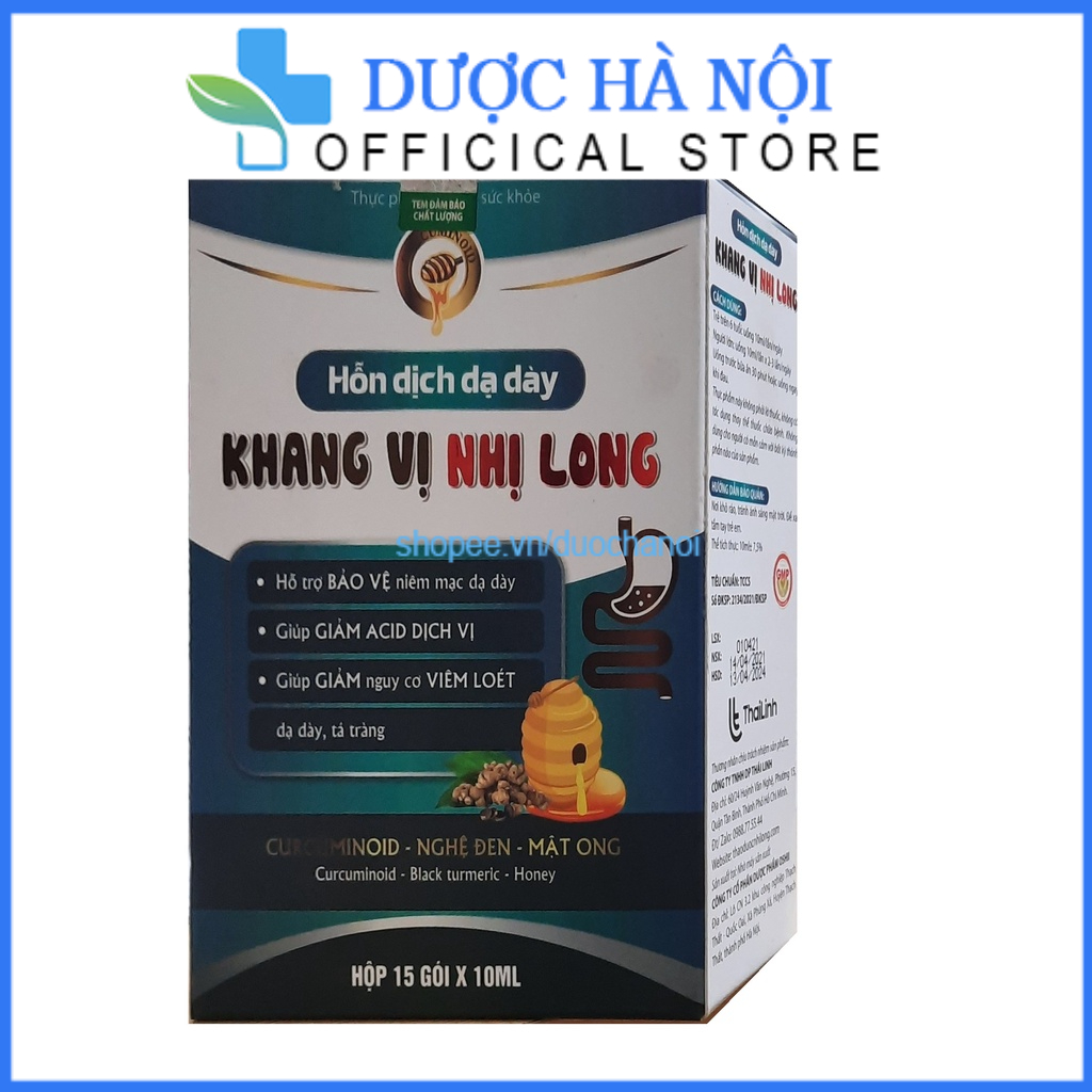 Hỗn dịch dạ đay Khang Vị Nhị Long – giúp bảo vệ dạ dày, giảm nguy cơ viêm loét dạ dày, tá tràng hộp 15 gói