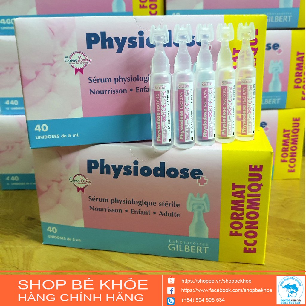 Nước muối sinh lý pháp Gifrer và Physiodose vệ sinh mũi cho bé