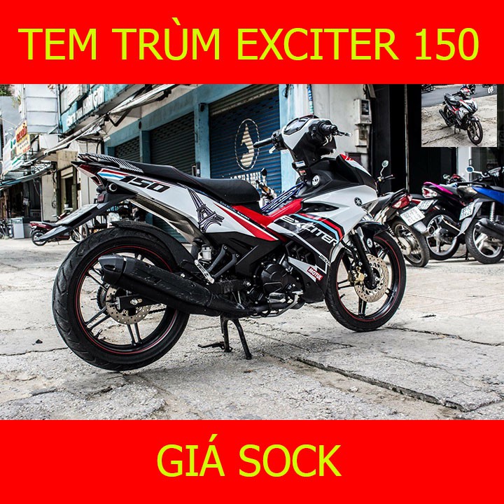 Tem Trùm Exciter 150 Ex Trắng Viền Đỏ ( mẫu mới )