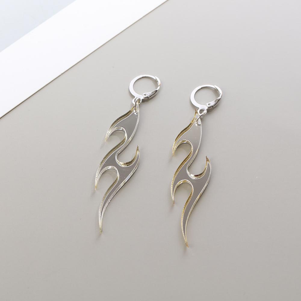 Khuyên Tai Hình Rồng Bằng Acrylic Mặt Gương Thời Trang Đường Phố Cho Nam Và Nữ