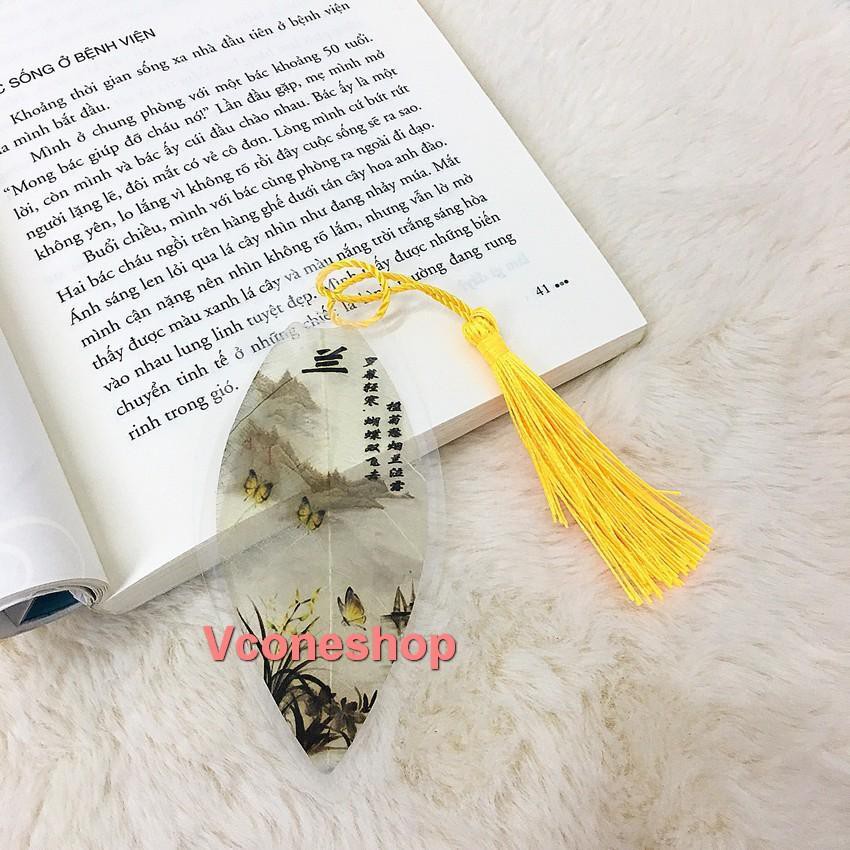 Bookmark gân lá cổ trang ép mỏng kẹp sách đánh dấu sách