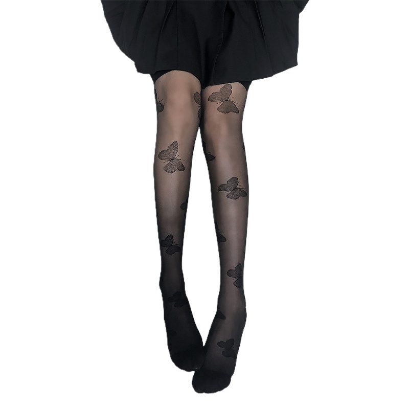 Vớ dài qua gối in họa tiết hoa và bướm phong cách Lolita Nhật Bản quyến rũ cho nữ