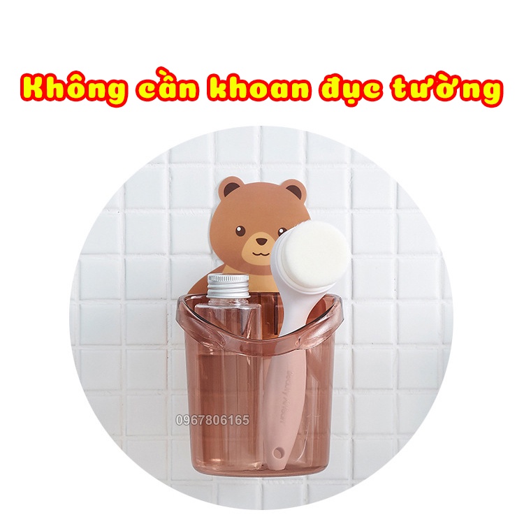 Cốc Đựng Bàn Chải Đánh Răng Dán Tường Hình Gấu Đáng Yêu