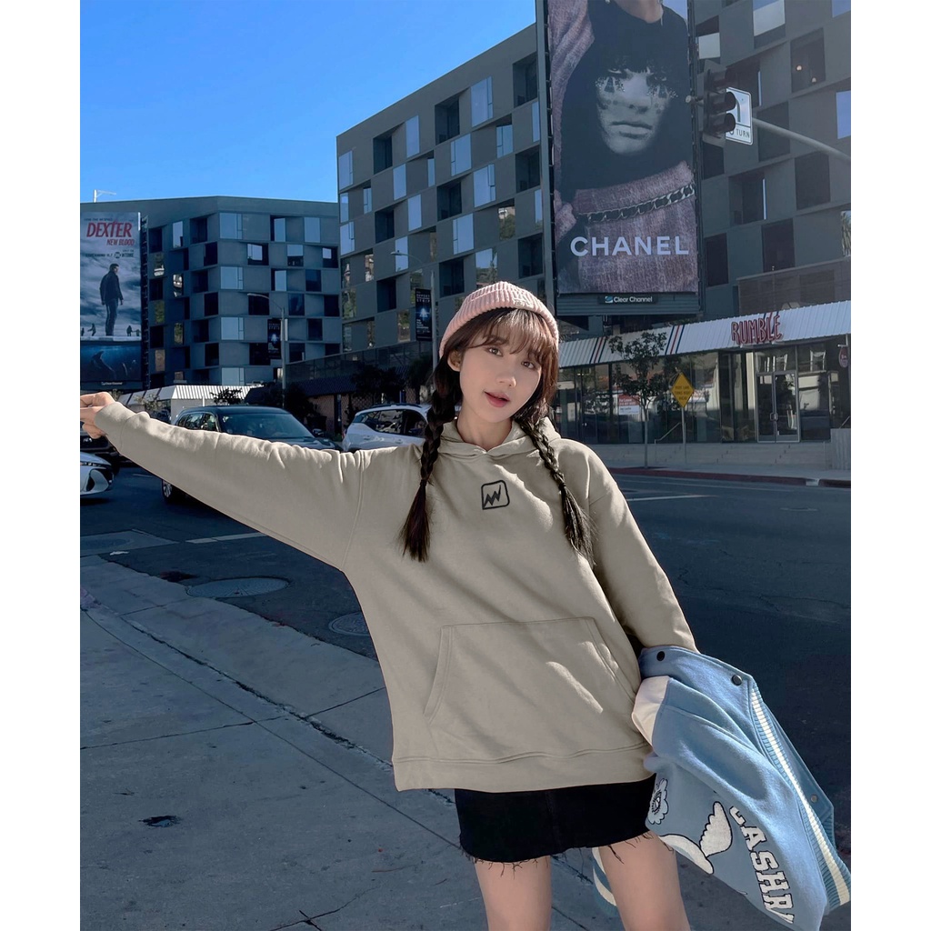 Áo hoodie local brand Logo Morning Warning, unisex nam nữ, form rộng