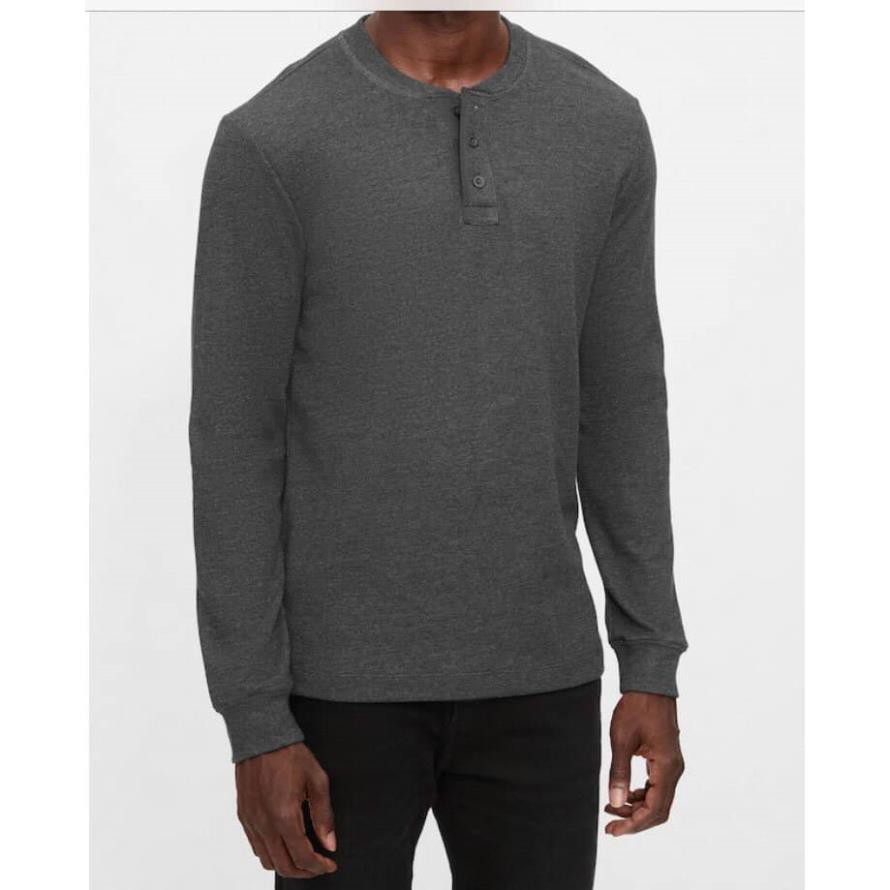 Áo thun GAP nam dài tay cổ trụ nhiều màu Double Knit Henley T-Shirt - Modife Shop ❤️