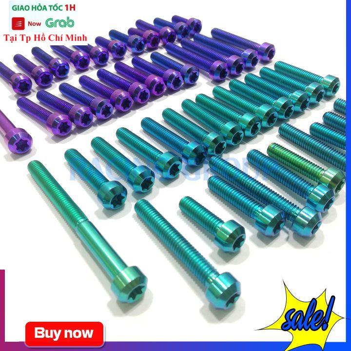 Bộ Ốc Lốc Máy GR5 Gắn Xe Máy Winner 24 Con Titan Và Lục Bảo