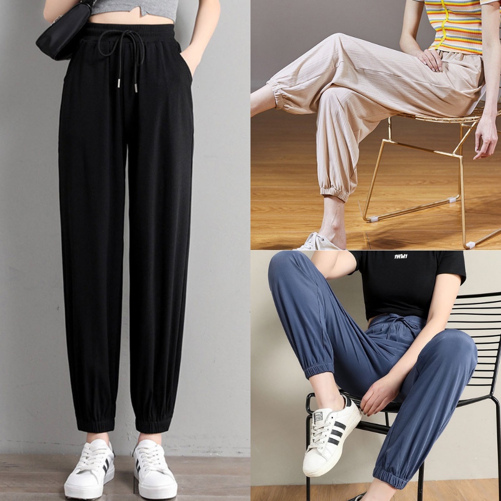 Quần jogger thun tăm Quần ống rộng bo gấu thể thao Miumiin Clothes