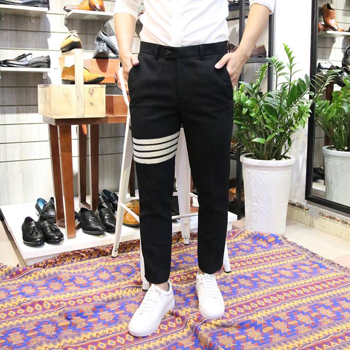 Quần Âu Viền Thắt Lưng Trắng Dáng Vừa Chất Mịn Đẹp Vải Không Xù Lông Không Bai Gião