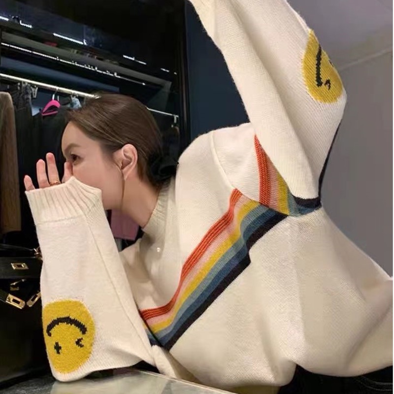 Áo sweater Dệt Kim Dáng Rộng Thiết Kế Mới Thời Trang Mùa Thu Phong Cách Hàn Quốc Cho Nữ