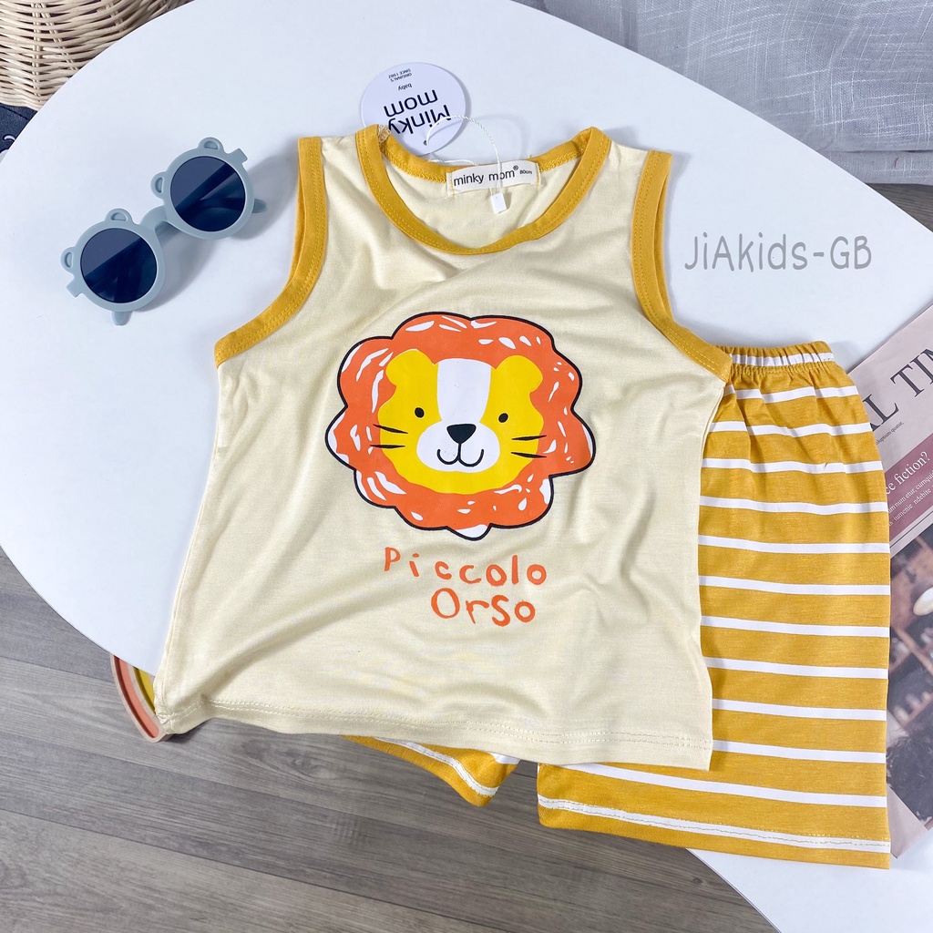 [Bé:6-19kg] Bộ Quần Áo Ba Lỗ Minky Mom, Vải Thun Lạnh Thoáng Mát Trơn, In Hình Động Vật - Mã: BL-IN26