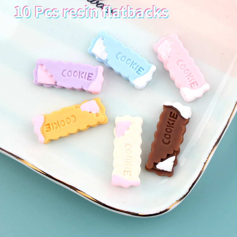 Set 10 phụ kiện trang trí điện thoại hình bánh quy sô cô la bằng nhựa resin