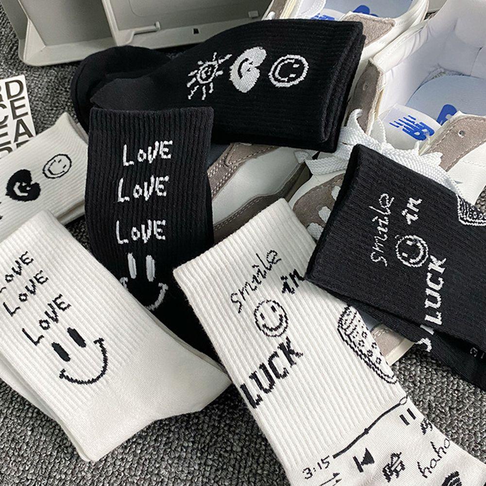 SOMEDAYZL Tất In HìNh MặT CườI Dễ Thương Cho CặP Đôi