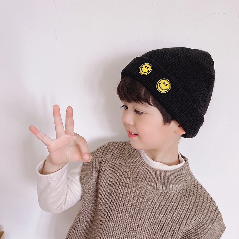Mũ beanie dệt kim co giãn giữ ấm thời trang mùa đông cho bé