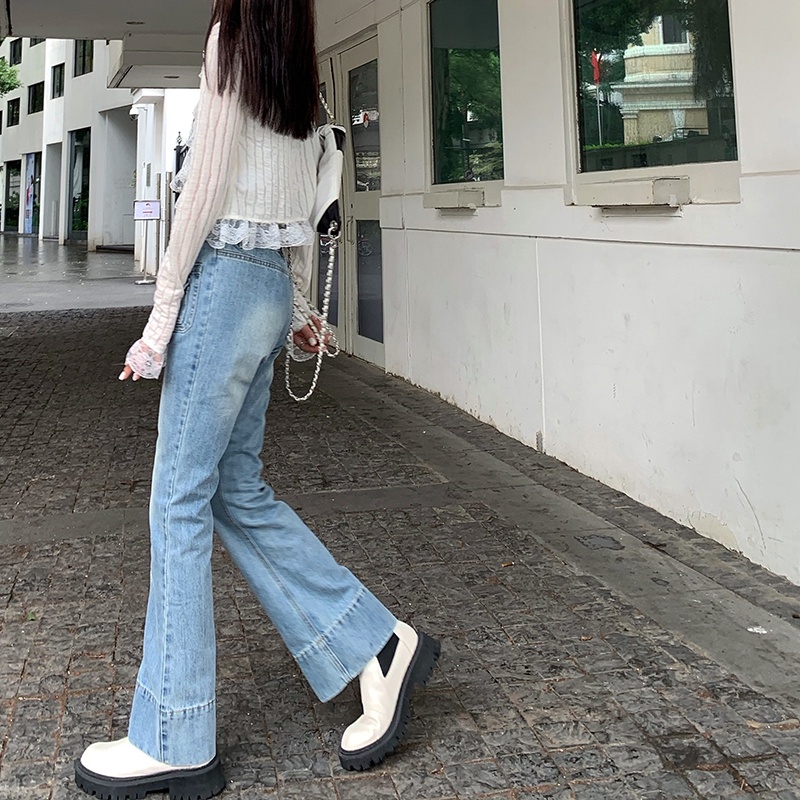 Quần jean ống loe eo cao phong cách Hàn Quốc trẻ trung cho nữ