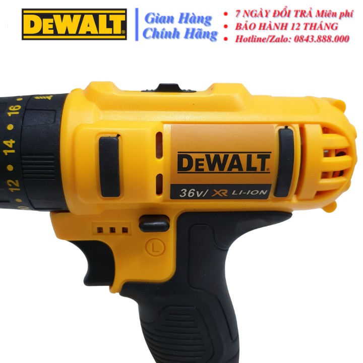 Máy khoan PIN Dewalt 36V (CÓ BÚA) - 2 PIN - TẶNG KÈM 4 MŨI: Khoan bê tông, Khoan sắt, Khoan gỗ, Bắt vít