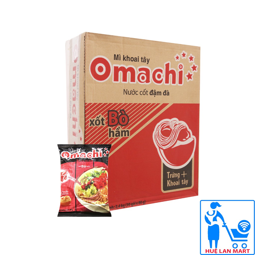 Mì Khoai Tây Omachi Sốt Bò Hầm Thùng 30 Gói x 82 g/gói
