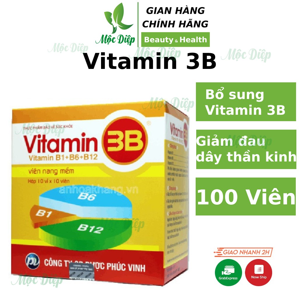 Viên Uống Bổ Sung Vitamin B ❤️CHÍNH HÃNG👍 Vitamin 3B ❤️ hỗ trợ bổ dây thần kinh, chống tê bì chân tay | Thế Giới Skin Care