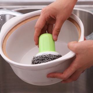 Dụng cụ cọ rửa xoong nồi, chùi rửa có cán cầm