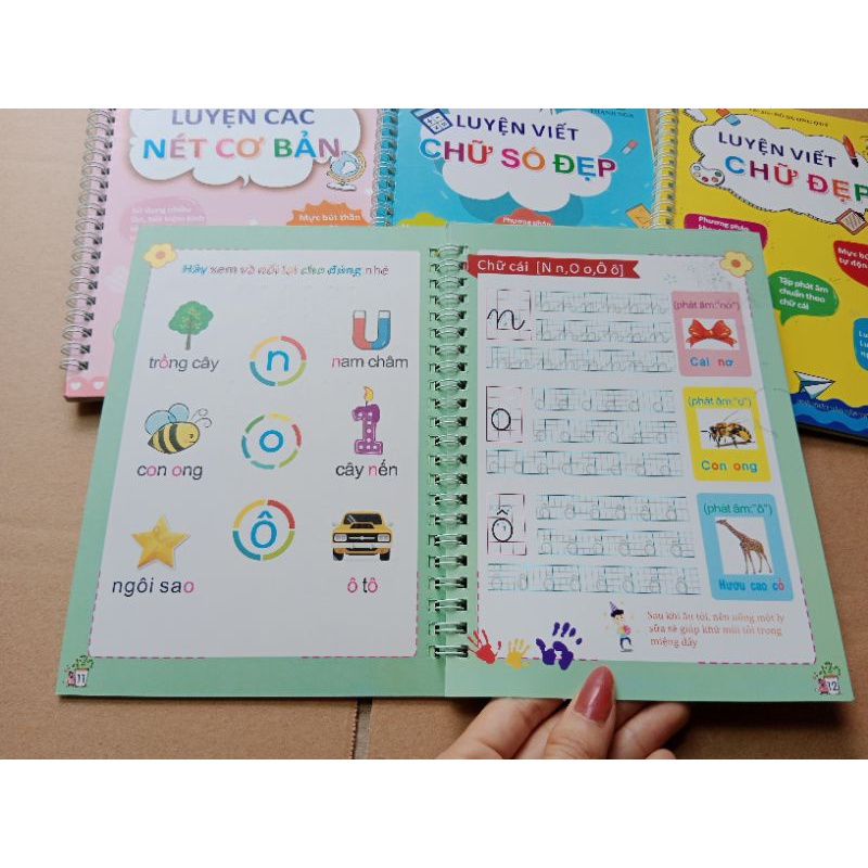 Combo 3 Tập viết kèm bút tự bay màu cho bé luyện dễ dàng