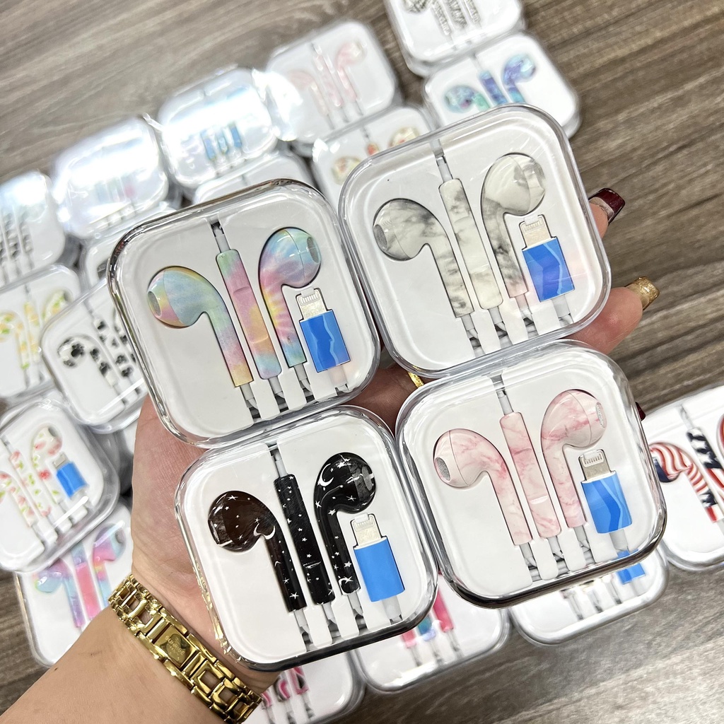 Tai Nghe Có Dây Nhét Tai NAHU Họa Tiết Gaming Có Mic Chống Ồn Táo 7 8 Plus X XR XS Max 11 12 13 Pro SE