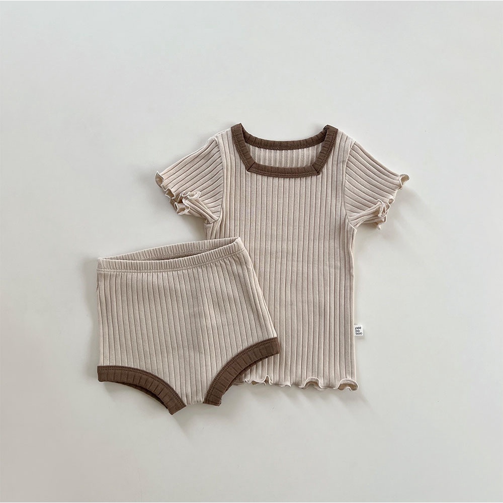 Bộ Đồ Ngắn Tay Chất Liệu Cotton Thời Trang Mùa Hè Hàn Quốc Dành Cho Trẻ Nhỏ 0-3 Tuổi