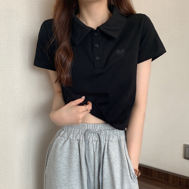 Áo Thun polo Ngắn Tay Thêu Trái Tim 49518