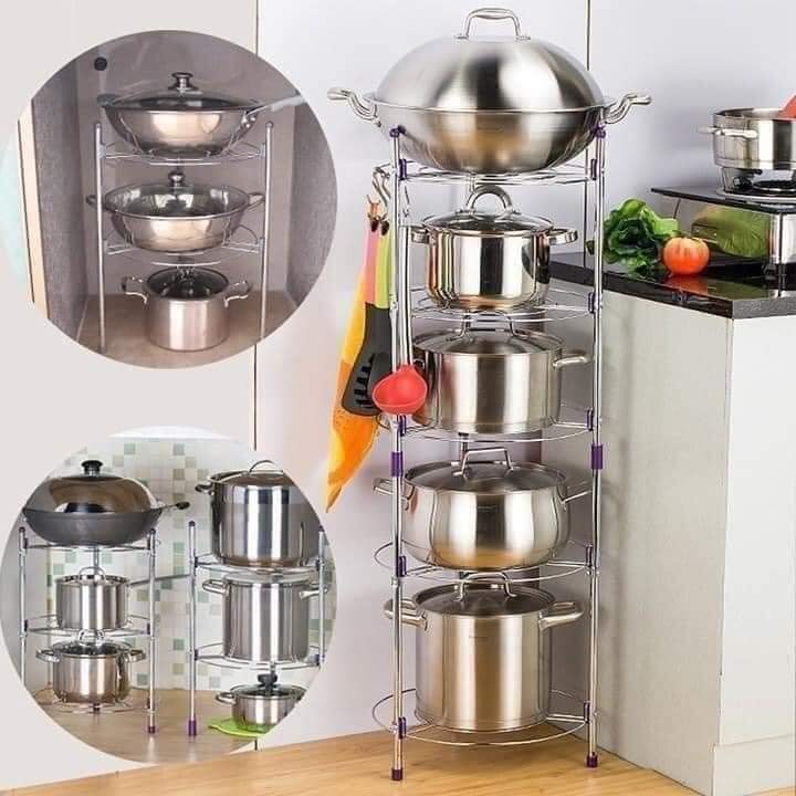 Kệ để đồ nhà bếp 5 tầng inox 304 cao cấp - giá đỡ xoong nồi