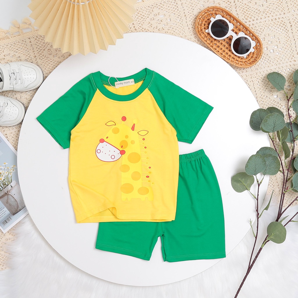 Bộ Quần Áo Bé Trai, Bé Gái Cộc Tay Minky Mom Vải Thun Lạnh Vai Đắp Lăng Phối Màu Cực Xinh, Bộ Mặc Nhà Cho Bé - BC2