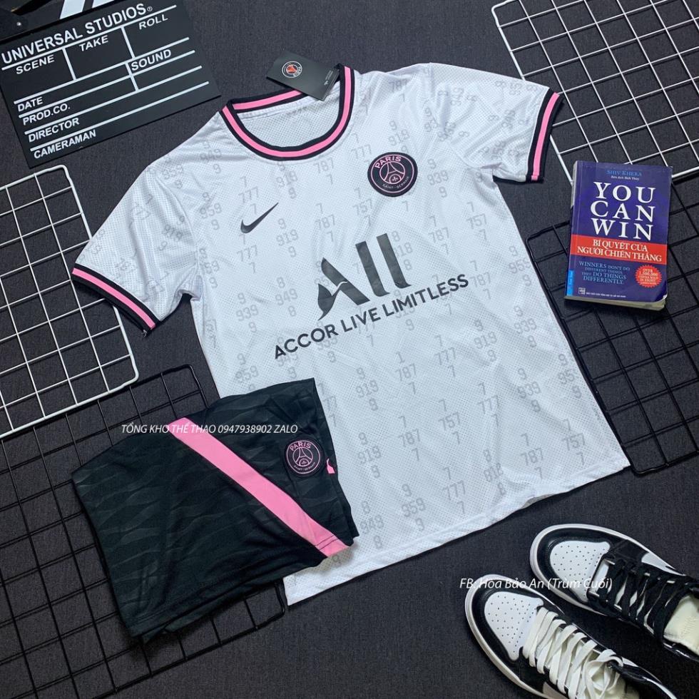 Quần Áo Bóng Đá CLB PSG 2023 Áo Trắng Quần Đen Training Mẫu mới Vải Gai Lưới Chuẩn Áo Thi Đấu ☯️