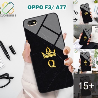 Ốp lưng kính điện thoại Oppo F3/ A77 hình chữ cái vân đá cẩm thạch