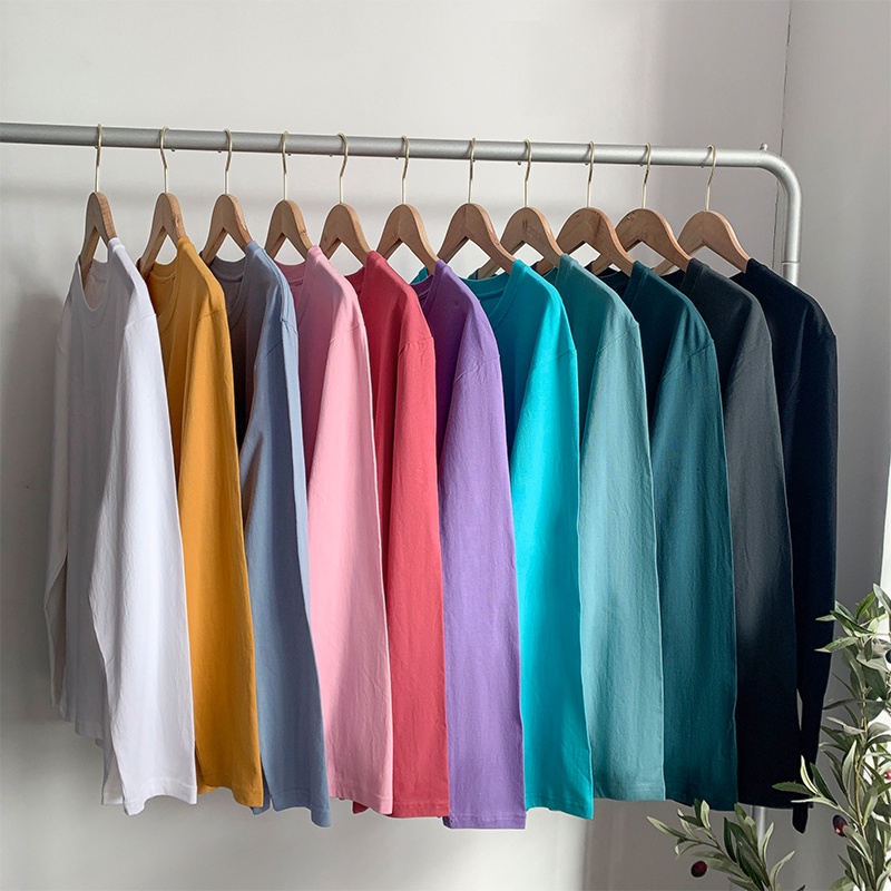 Áo thun PEPPERMINT 45612 tay dài cổ tròn thiết kế đơn giản thời trang