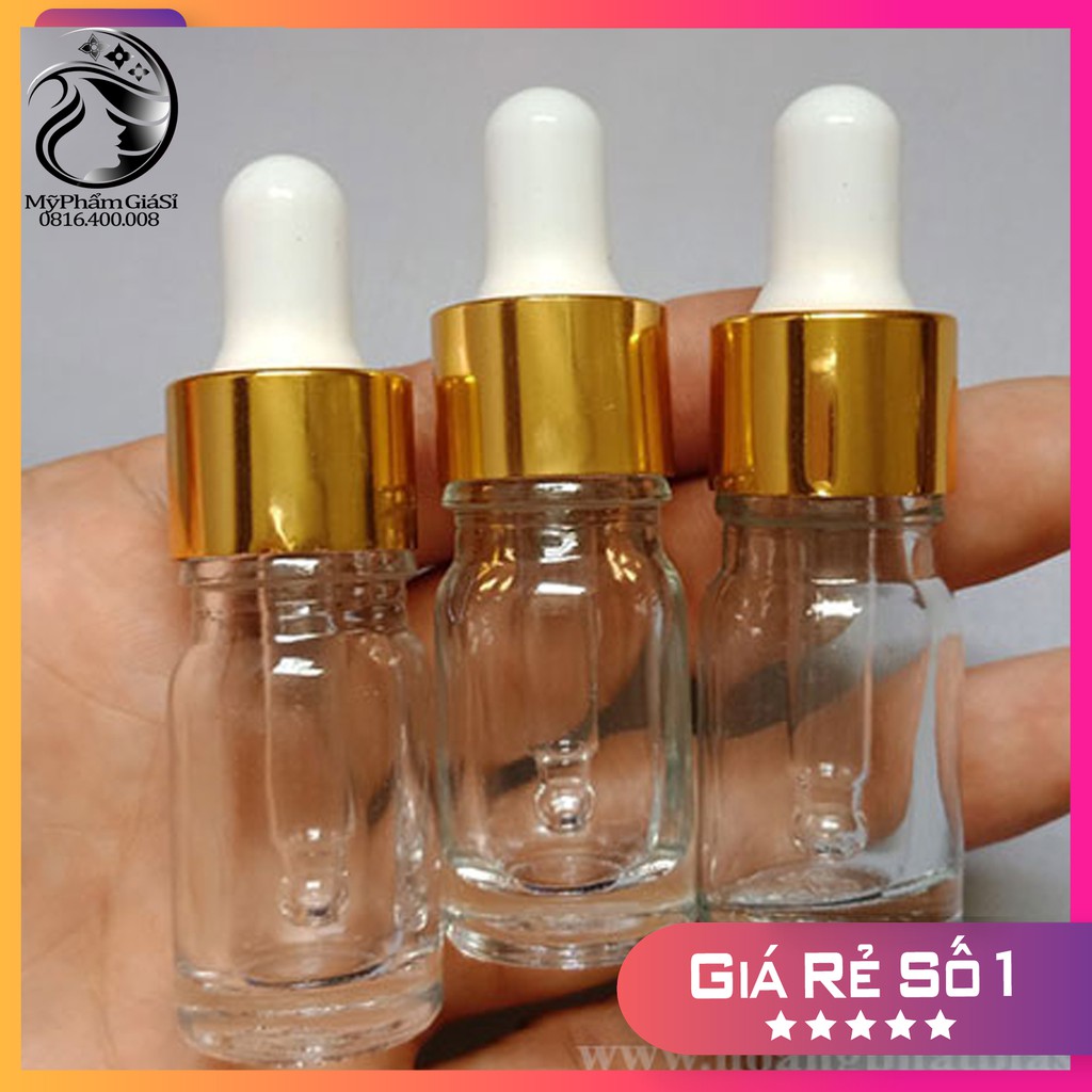 5ml Lọ Thủy Tinh 5ml Có Đầu Bóp 5ml Nắp Vàng Cao Cấp - Chai Serum 5ml