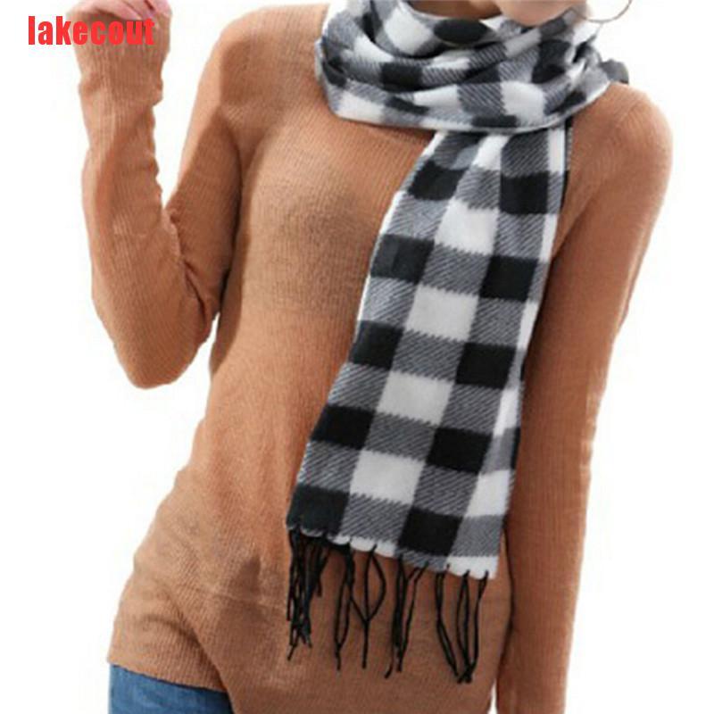 {lakecout}Stylish Wool Blend Women&Men Geometric Plaid Wrap Winter Warm Fleece Scarf Shawl YJB