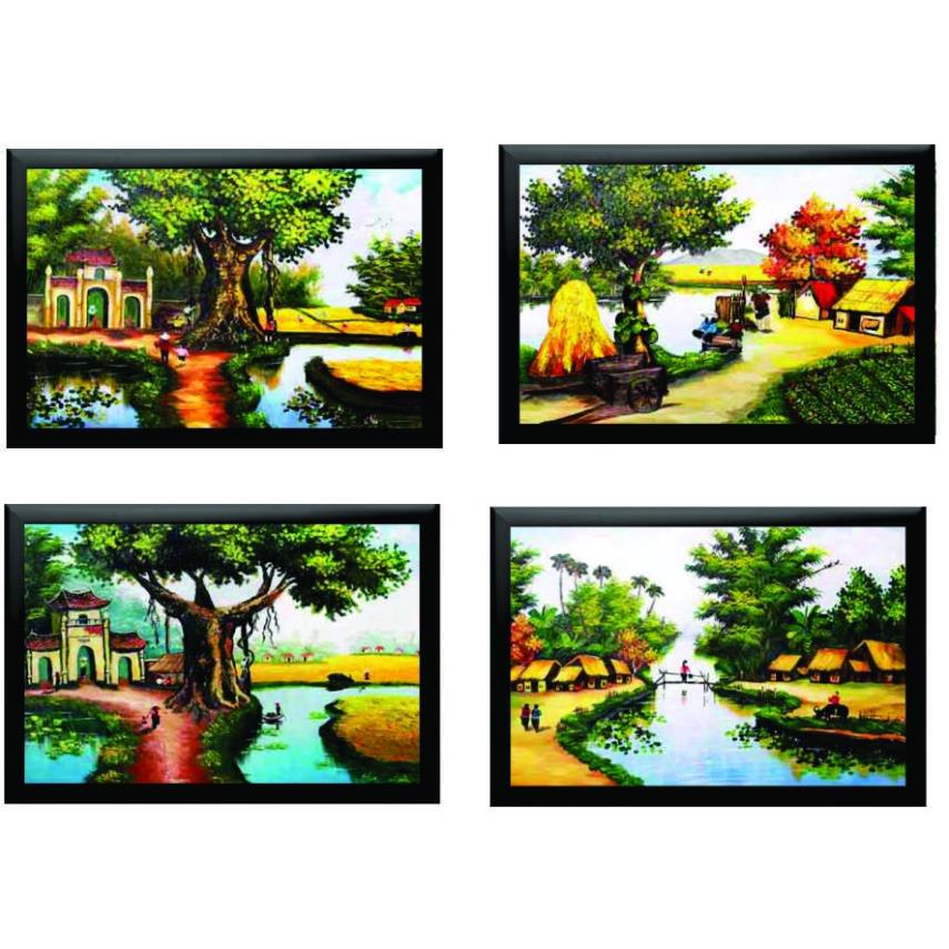 4.tranh treo tường làng quê việt nam, tranh quê hương non nước hữu tình, tranh nông thôn việt nam