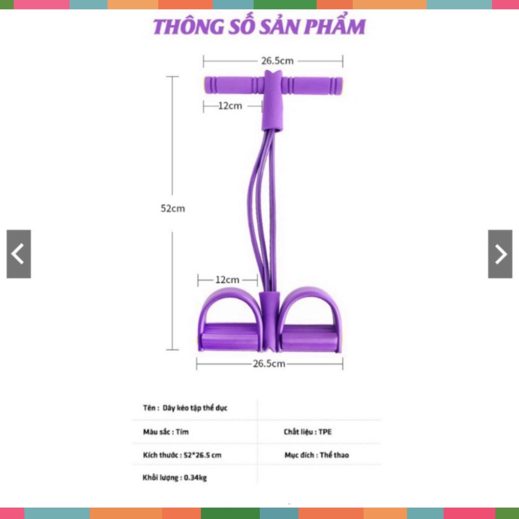 Dây cao su tập gym - Dây cao su kháng lực tập gym, 4 ống cao su đa năng tập bụng, thể dục, tập gym tại nhà