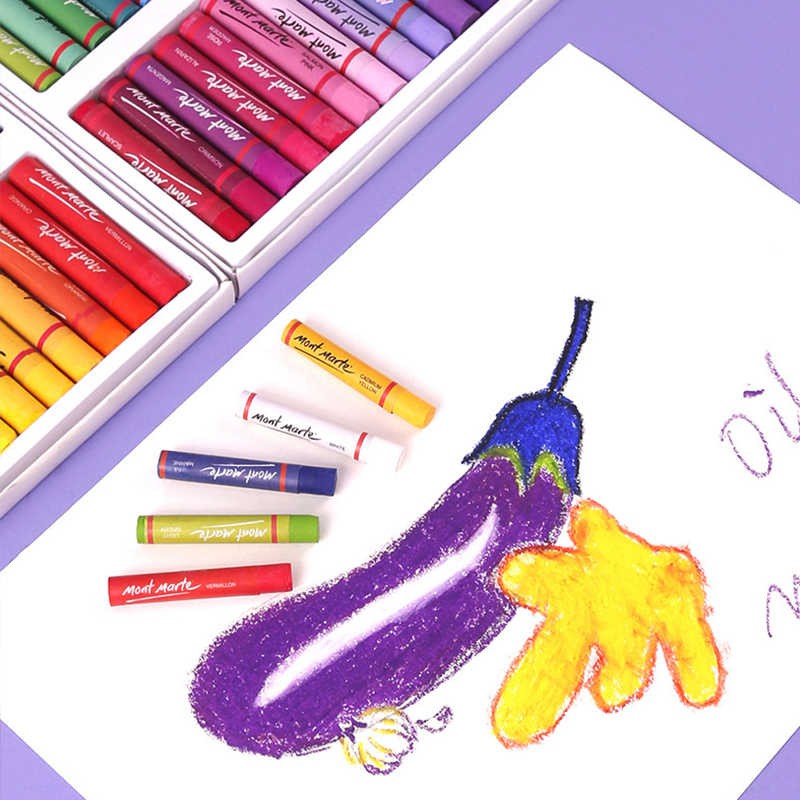 [Tặng 2 tranh tô màu A6] Bộ Bút Sáp Dầu Cao Cấp Mont Marte 12/24/48 Màu - Oil Pastels Signature