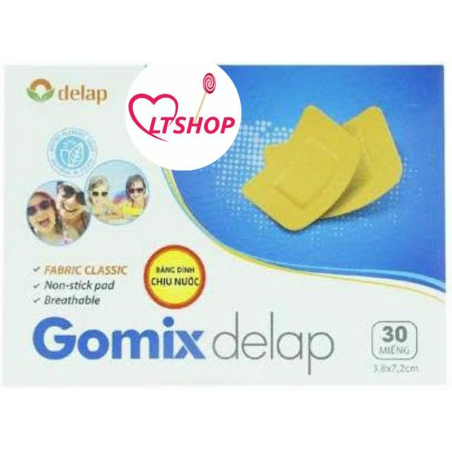 Băng cá nhân vải gomix hộp 30 cái kt 3,8*7,2cm