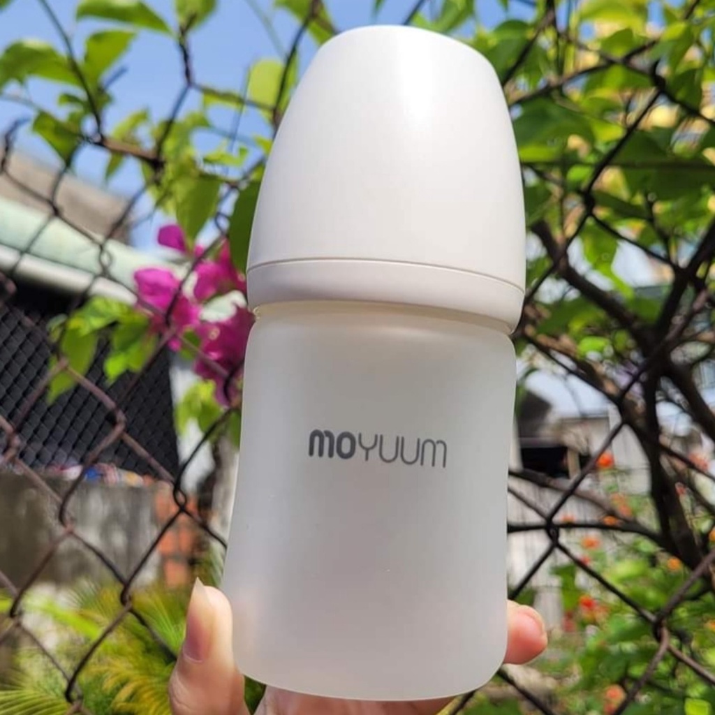 Bình Moyuum thủy tinh bọc silicon size 150-240ml chính hãng Hàn Quốc tùy chọn núm. bình Moy thủy tinh