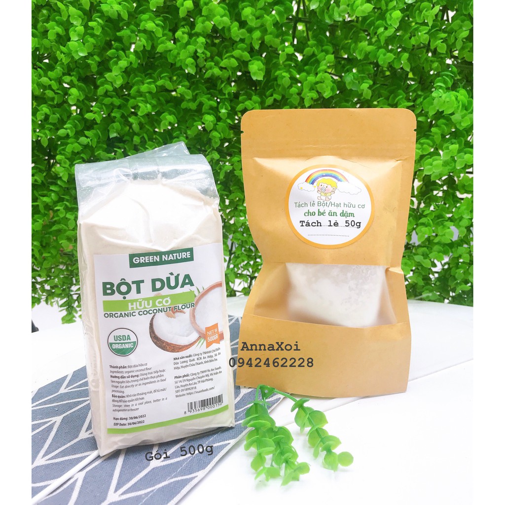 Bột dừa hữu cơ làm bánh - rắc đồ ăn cho bé Green Nature ( Date T11/22)