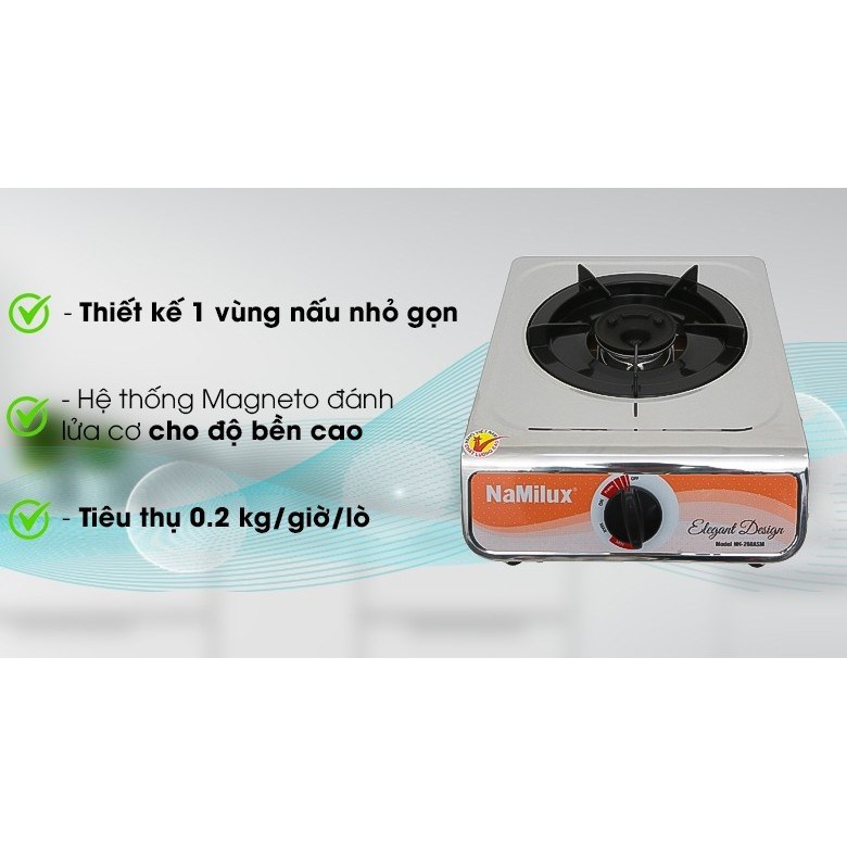 Bếp gas đơn Namilux NA-300ASM (mặt bếp inox) + Bộ van dây