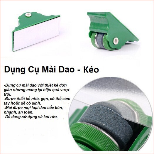 Dụng cụ đá mài dao kéo xanh lá, thiết kế nhỏ gọn dễ dàng sử dụng, sắc bén nhanh chóng hiệu quả