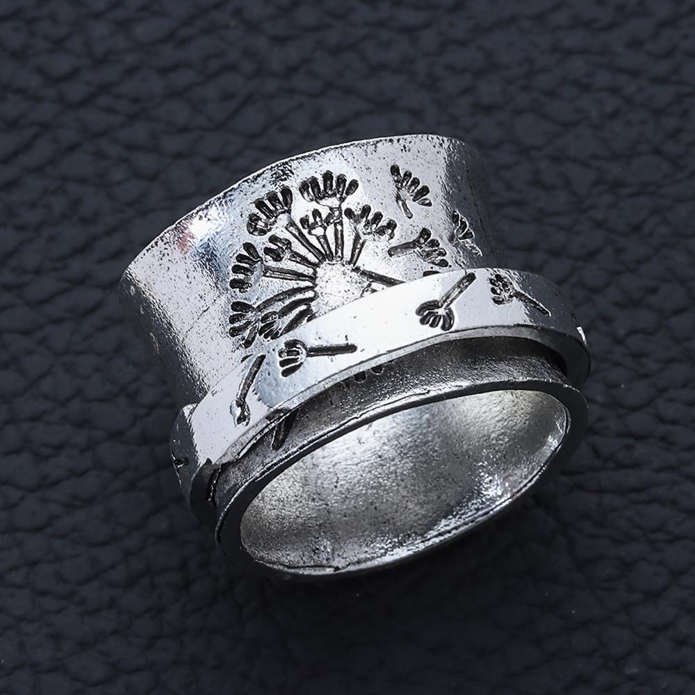 SUMU Nhẫn Đeo Tay Khắc Hình Hoa Bồ Công Anh Sáng Tạo